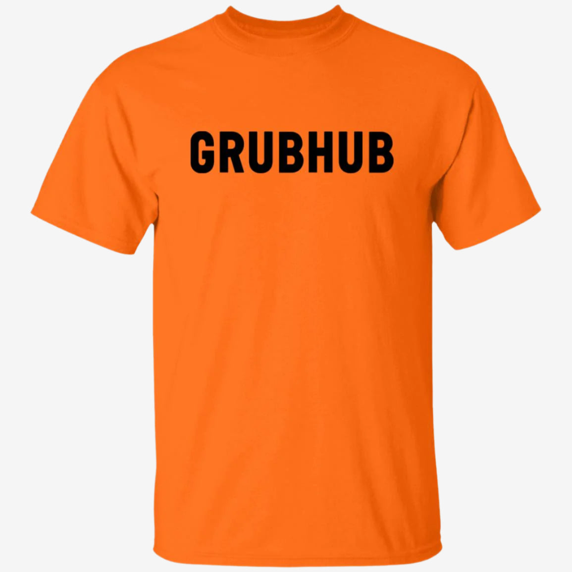 Mens White Grubhub Black Logo T Shirt Food Delivery Merch, Front