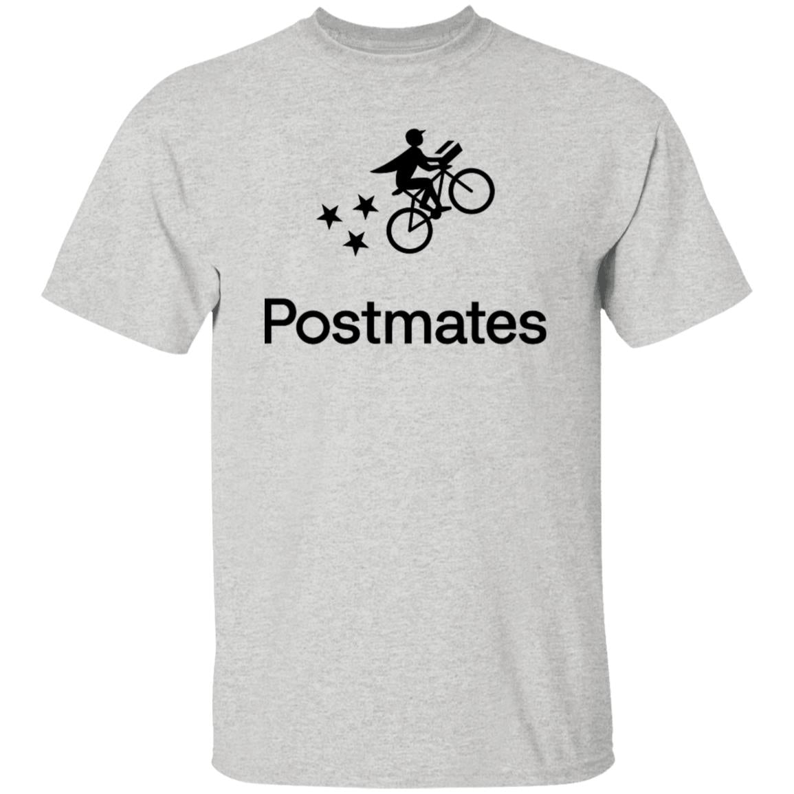Mens White Postmates Black Logo T Shirt Food Delivery Merch, Front