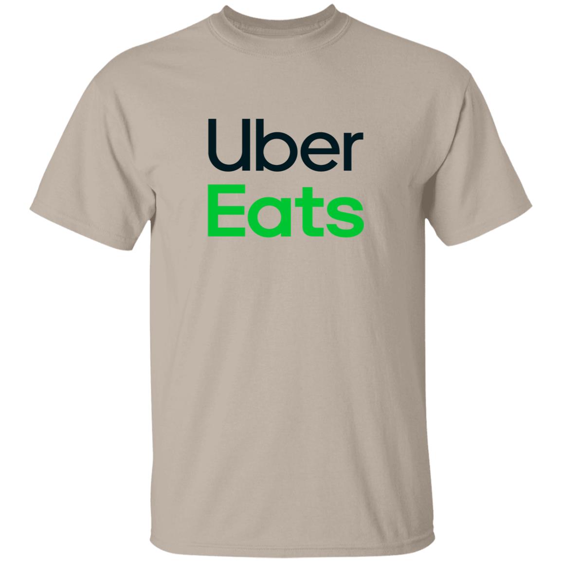Mens Brown Uber Eats Logo T Shirt Food Delivery Merch, Front