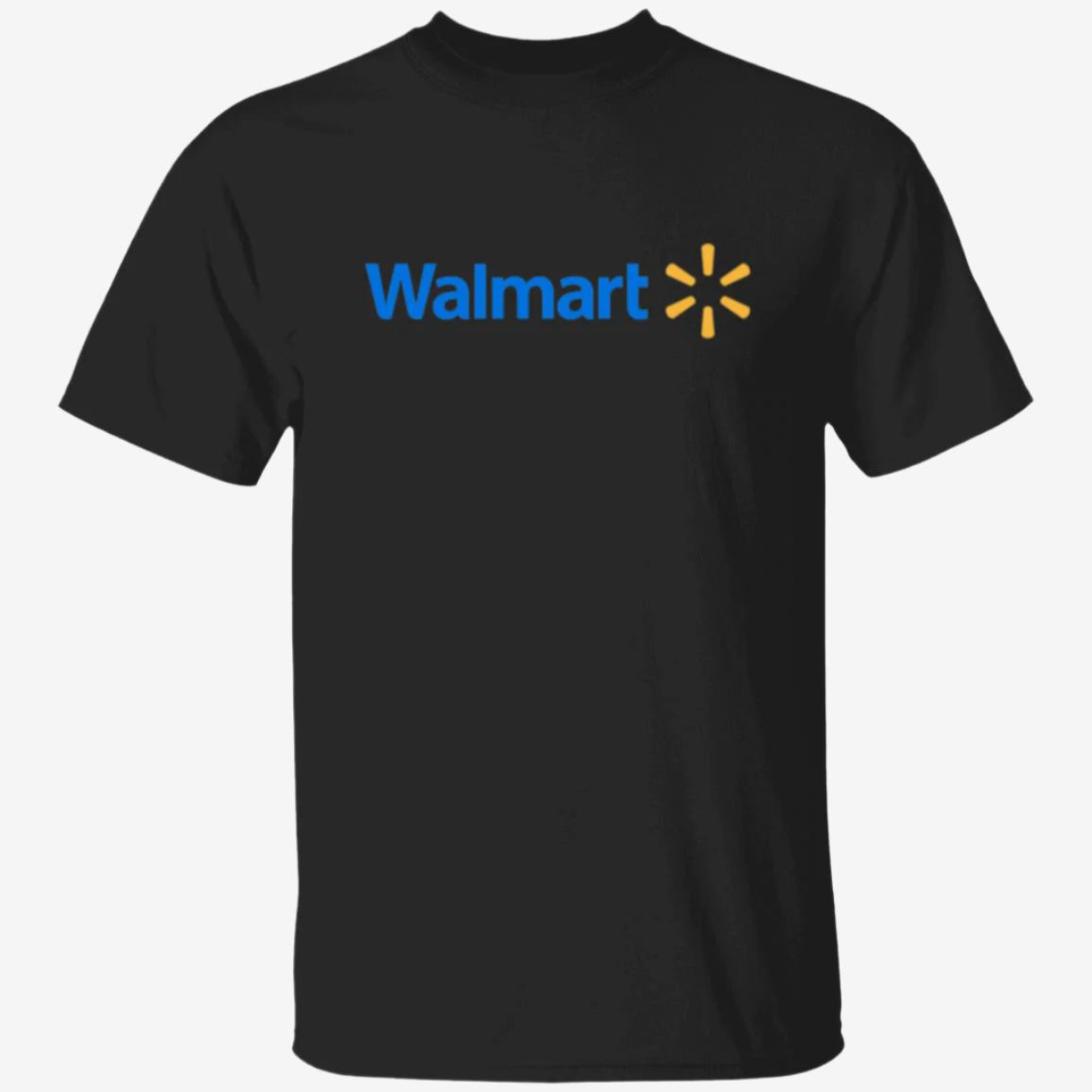 Mens Black Walmart Spark Yellow Logo T Shirt Food Delivery Merch, Front