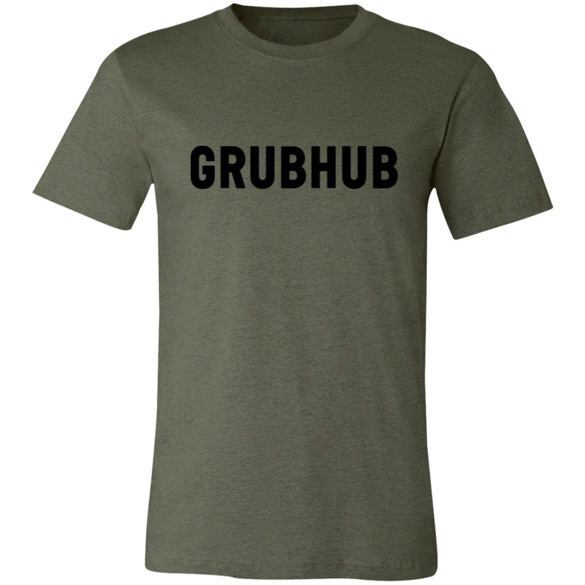 Womens Dark Green Grubhub Black Logo T Shirt Food Delivery Merch, Front