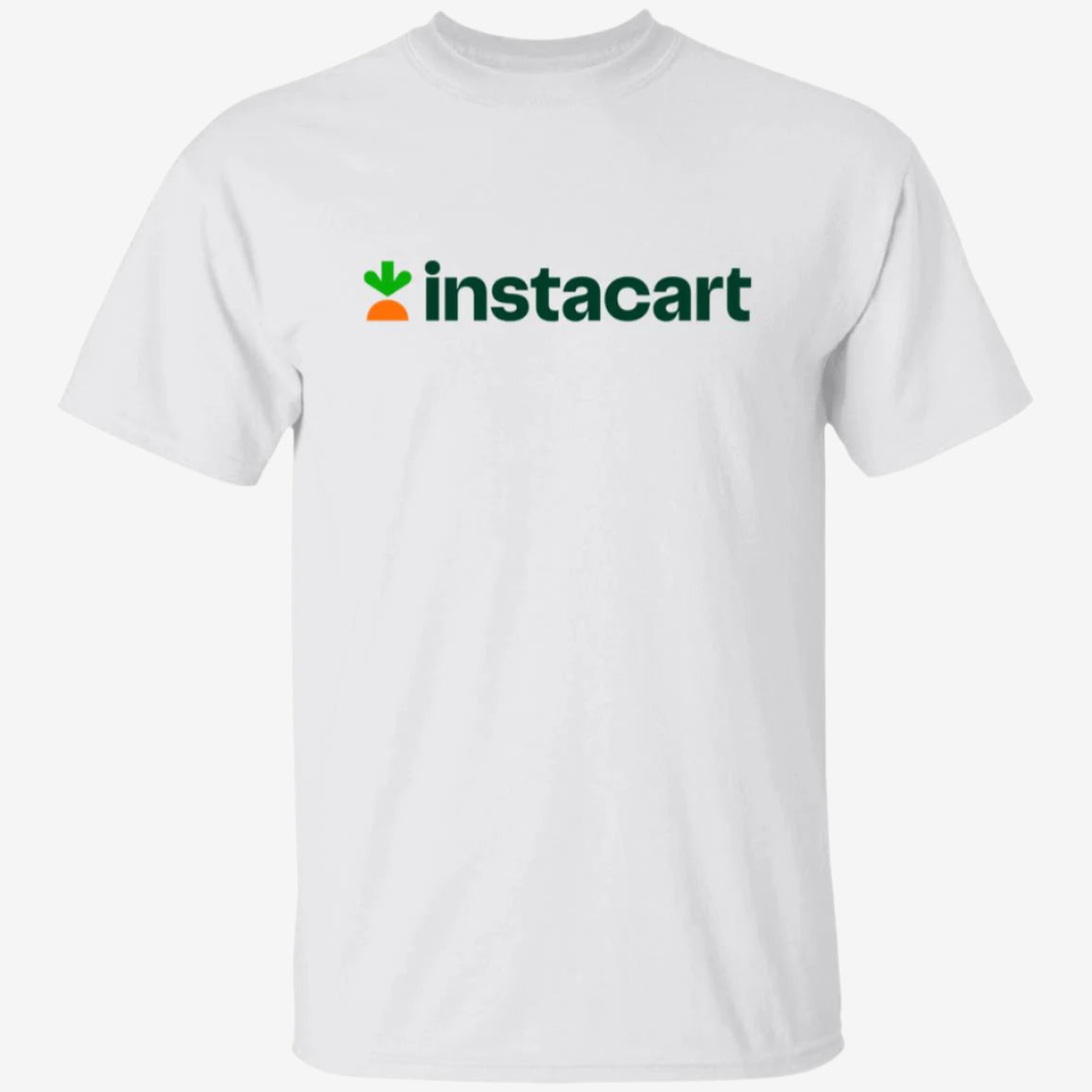 Mens White Instacart Brand Logo T Shirt Food Delivery Merch, Front
