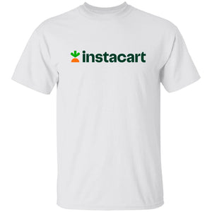 Mens White Instacart Brand Logo T Shirt Food Delivery Merch, Front