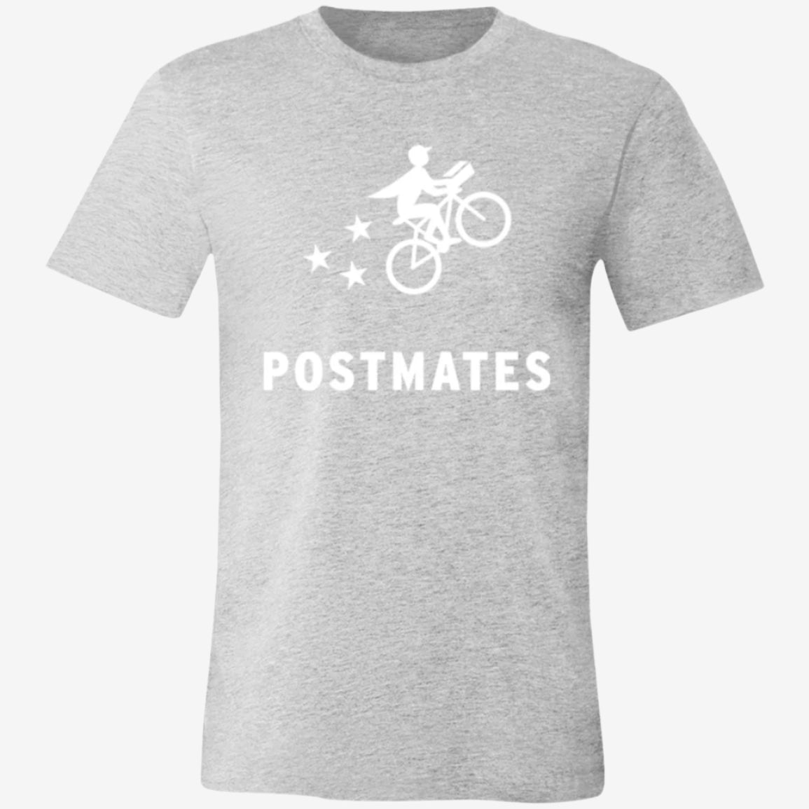 Womens Grey Postmates White Logo T Shirt Food Delivery Merch, Front