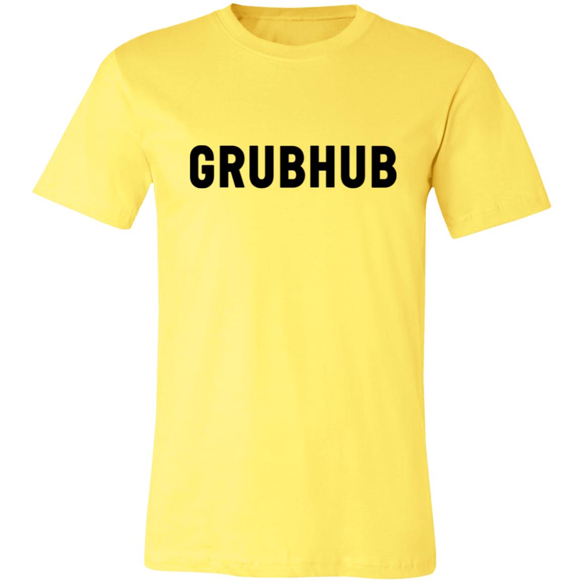 Womens Yellow Grubhub Black Logo T Shirt Food Delivery Merch, Front