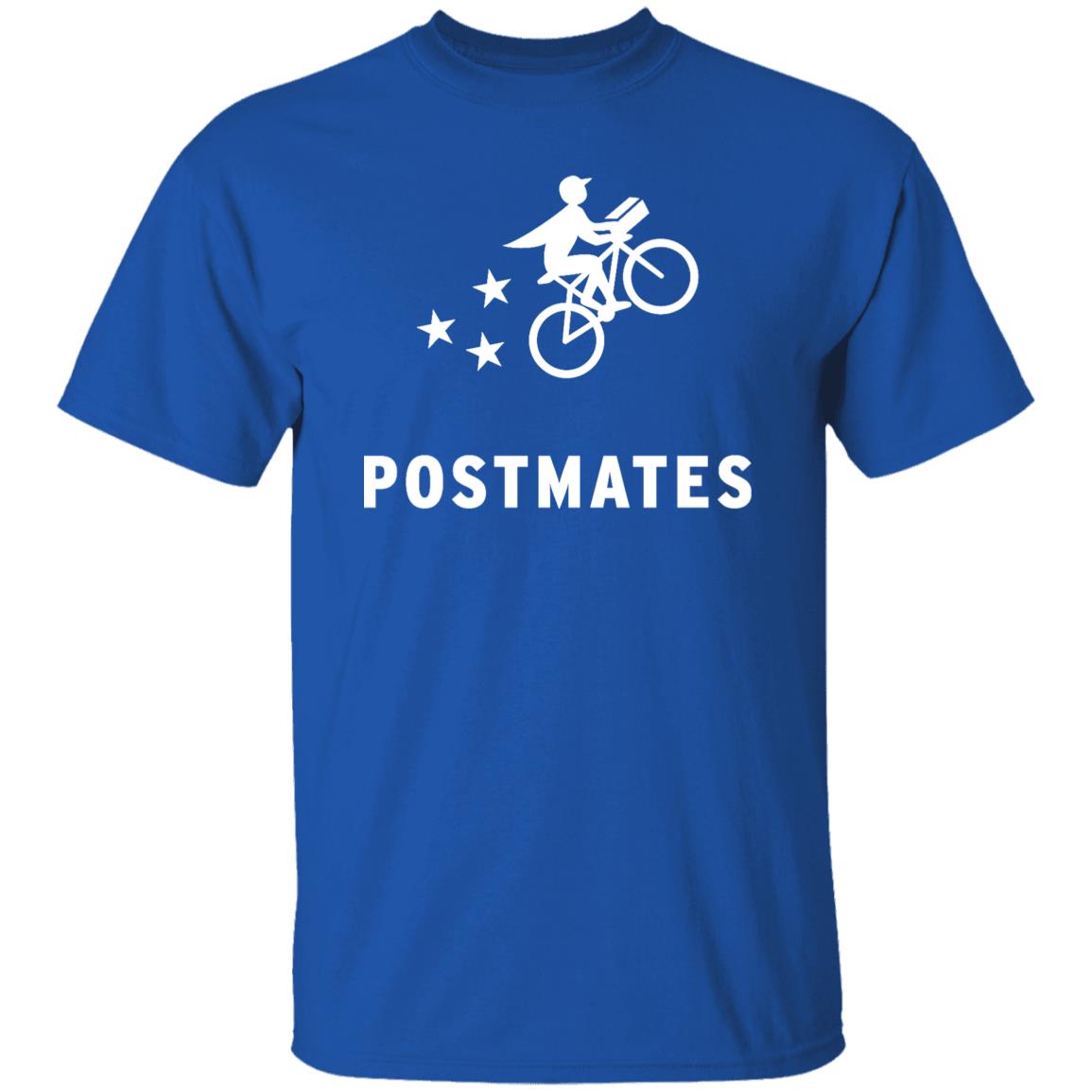 Mens Blue Postmates Brand Logo T Shirt Food Delivery Merch, Front