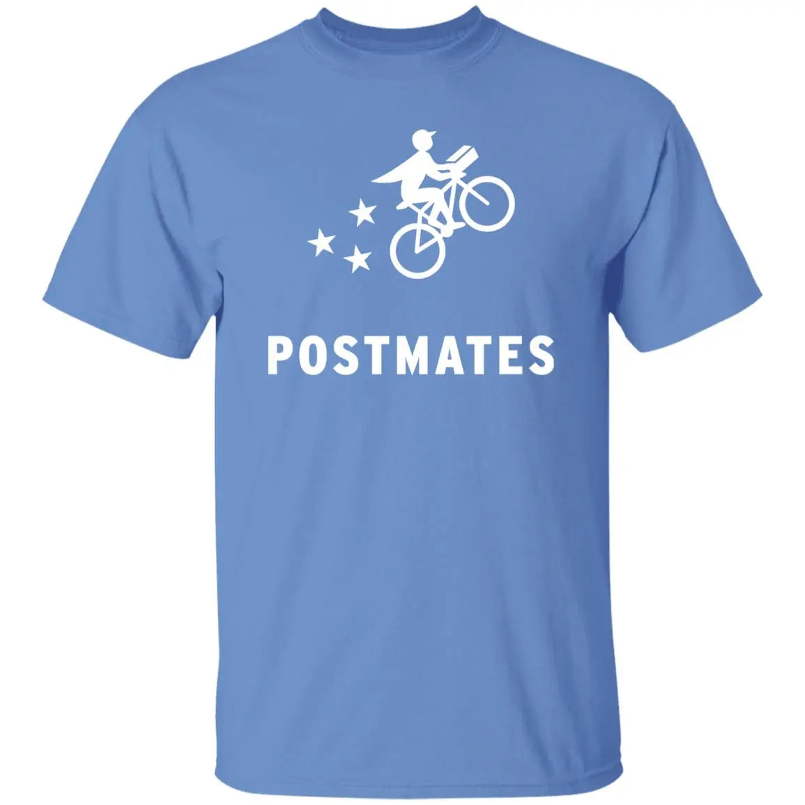 Mens Blue Postmates Brand Logo T Shirt Food Delivery Merch, Front