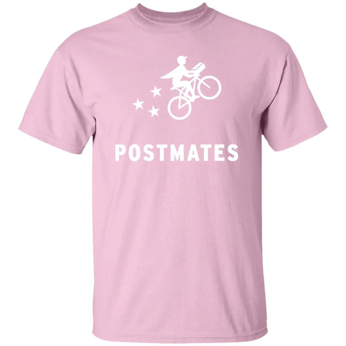 Mens Pink Postmates Brand Logo T Shirt Food Delivery Merch, Front