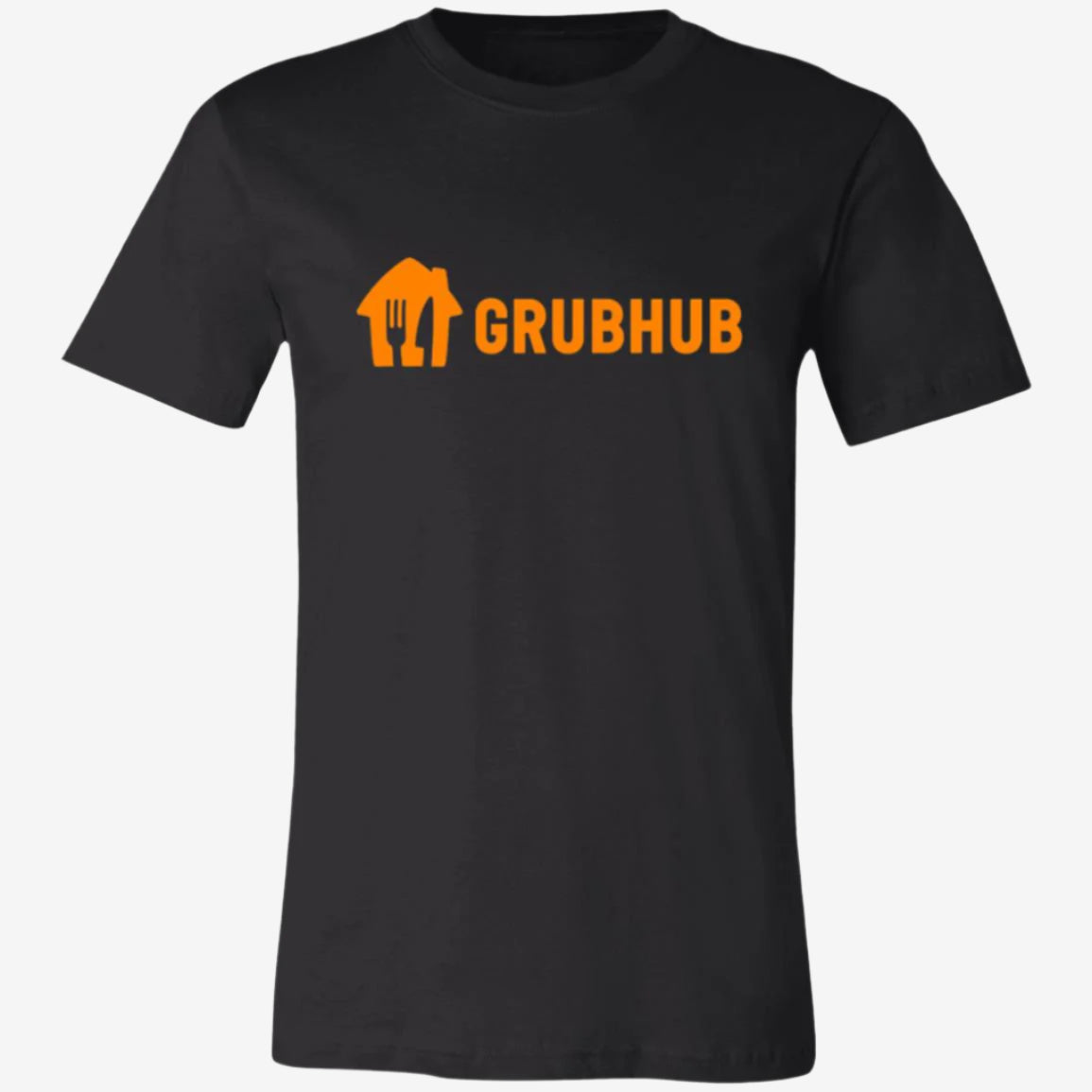 Womens Black Grubhub Orange Logo T Shirt Food Delivery Merch, Front