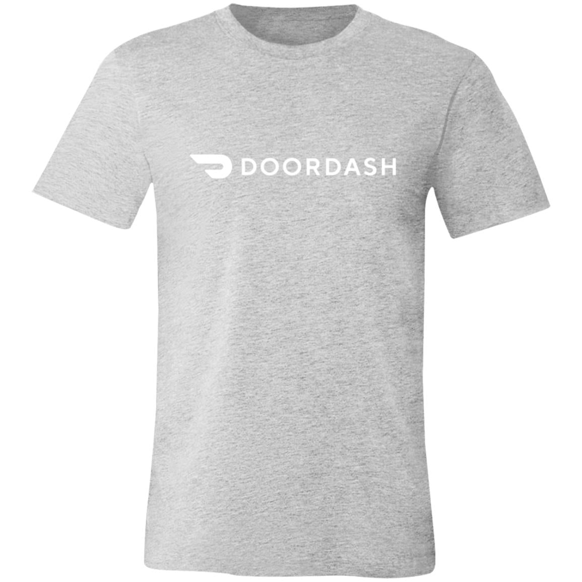 Womens Grey  Doordash White Logo T Shirt Food Delivery Merch, Front