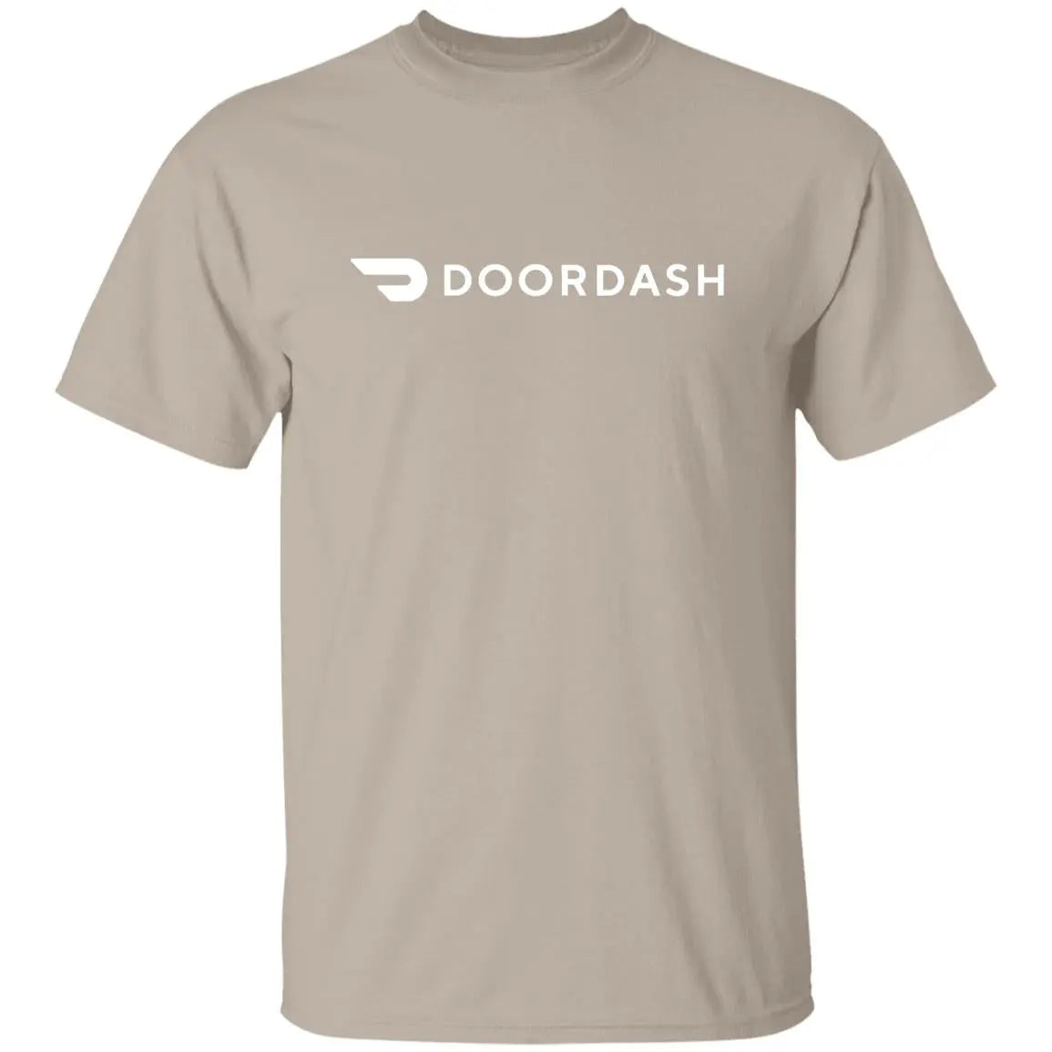 Mens Brown Doordash White Logo T Shirt Food Delivery Merch, Front
