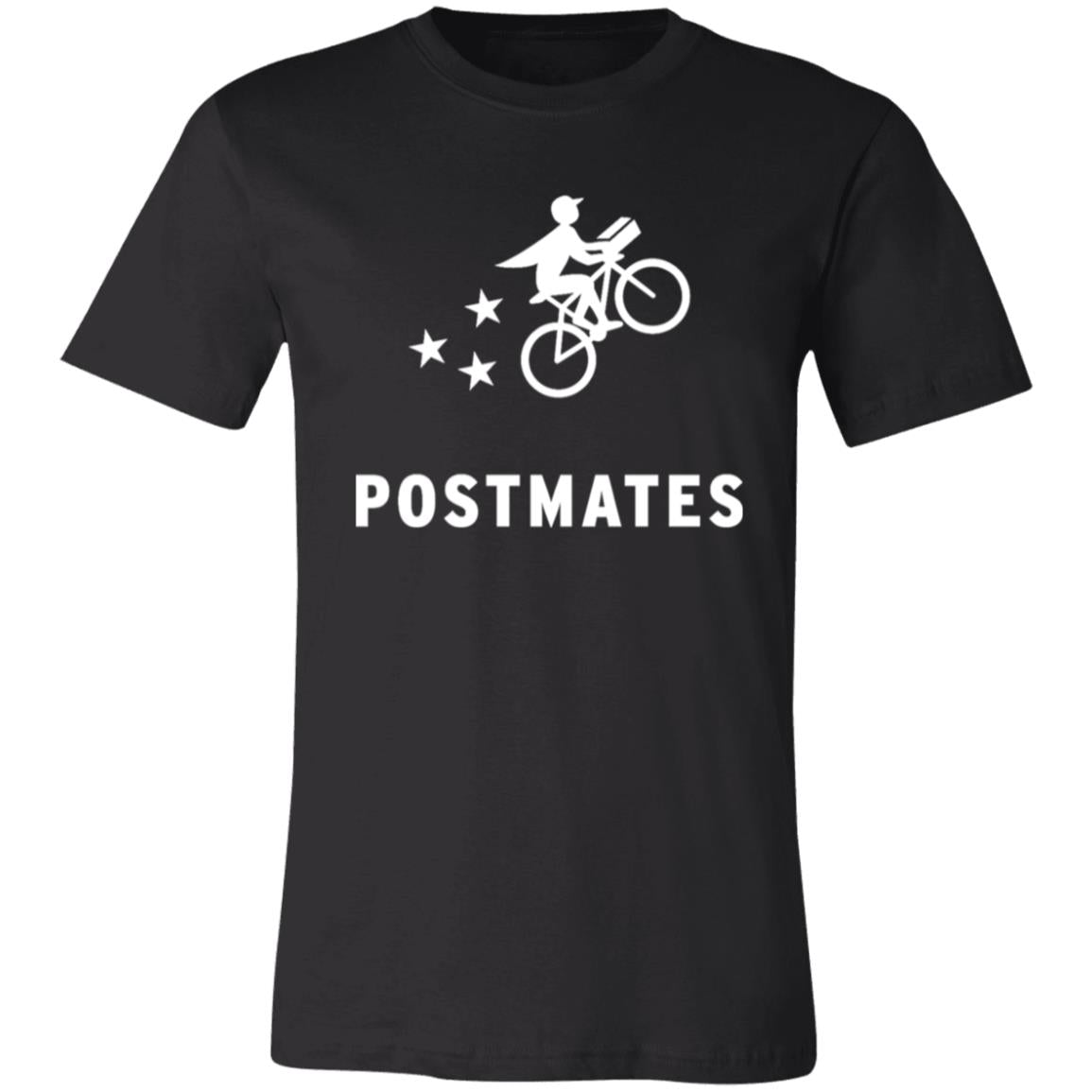 Womens Black Postmates White Logo T Shirt Food Delivery Merch, Front