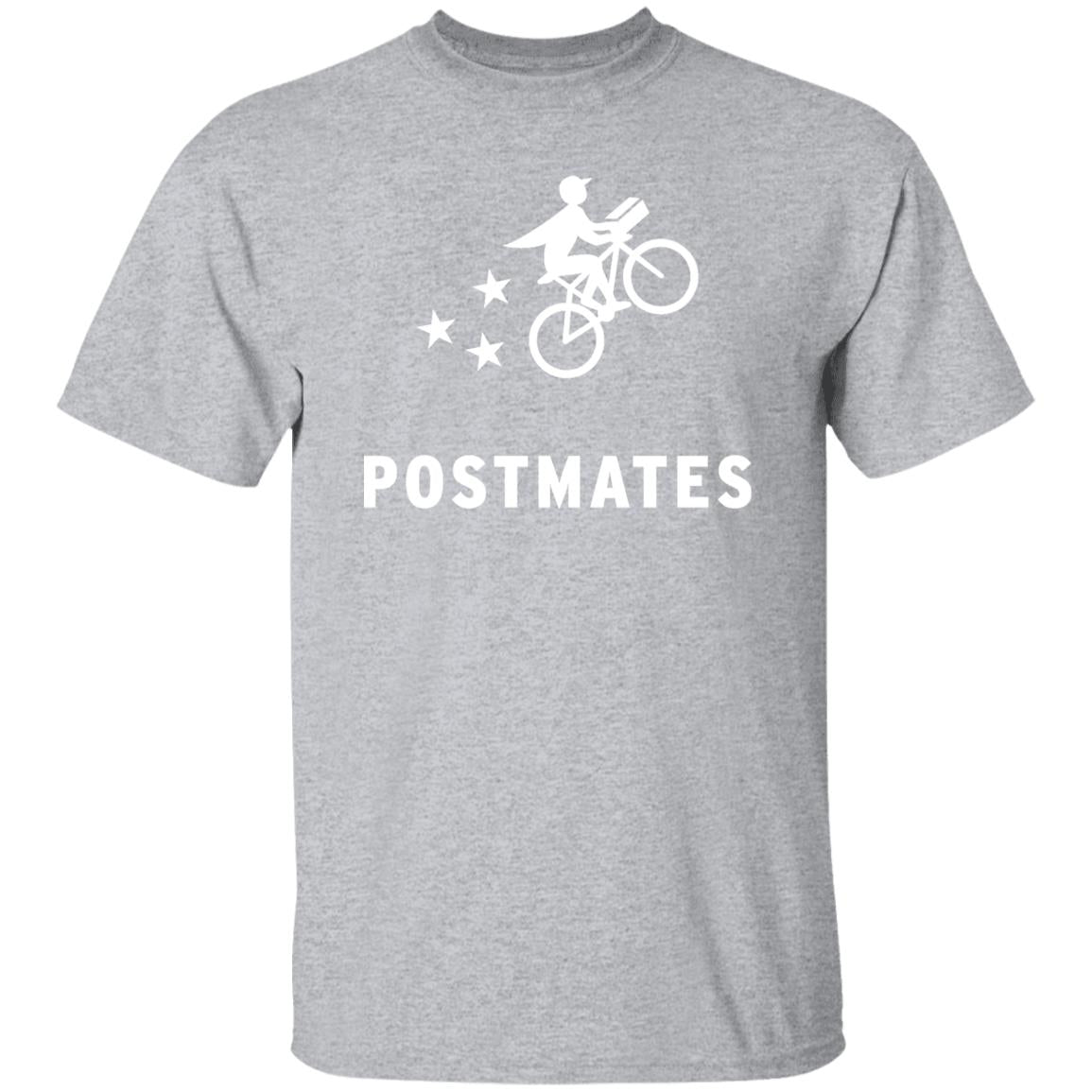 Mens Grey Postmates Brand Logo T Shirt Food Delivery Merch, Front