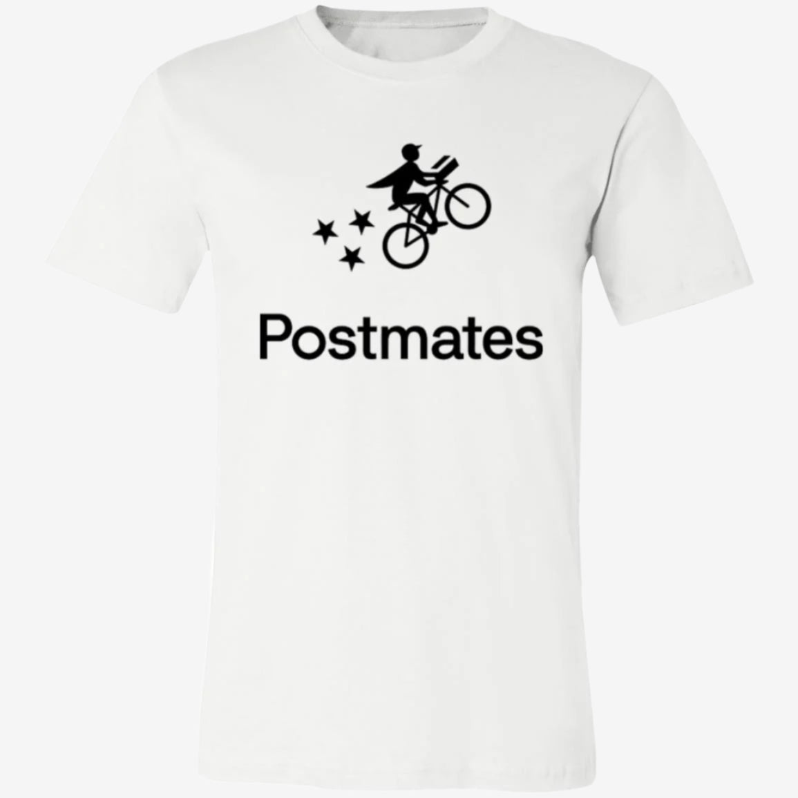 Womens White Postmates Black Logo T Shirt Food Delivery Merch, Front