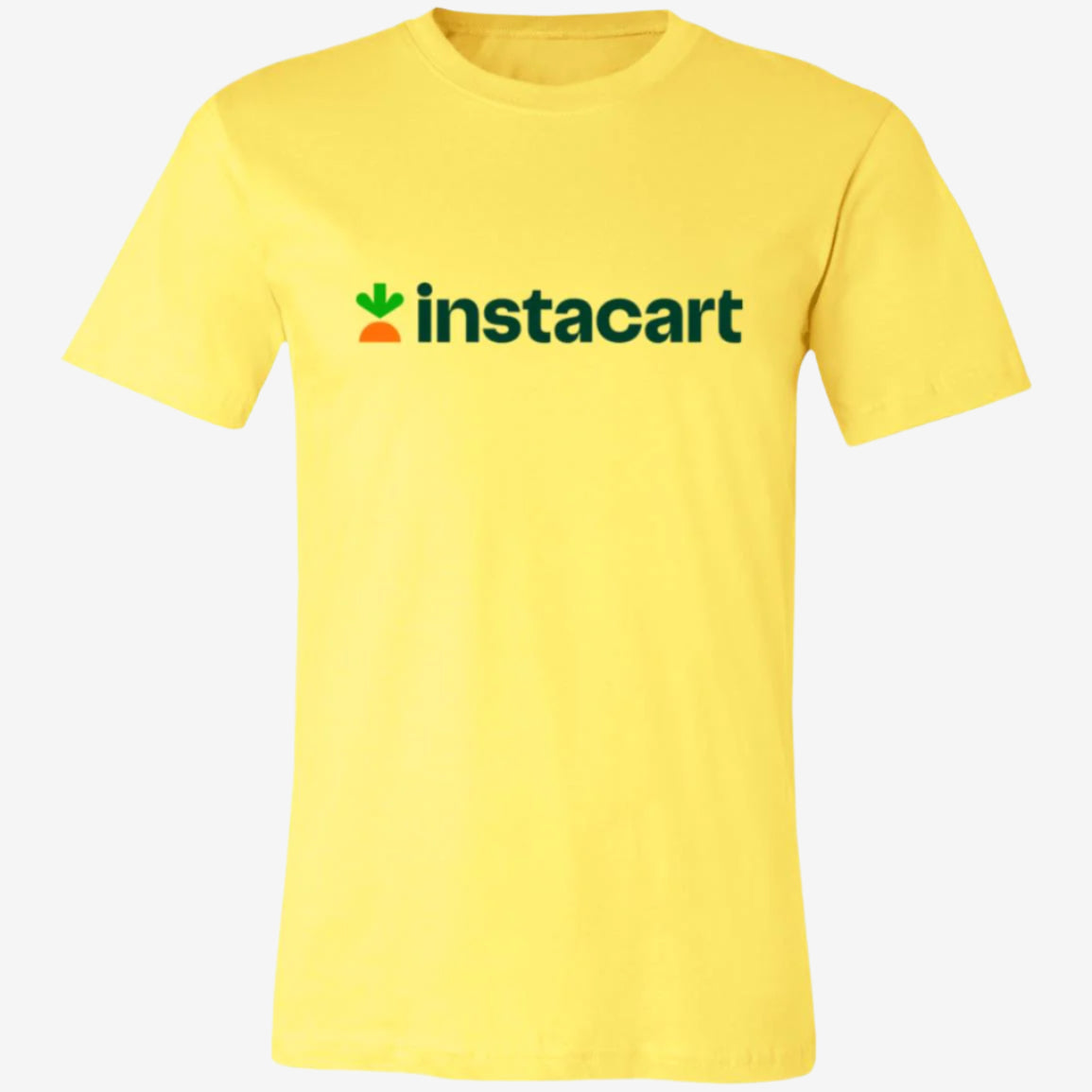 Womens Yellow Instacart Logo T Shirt Food Delivery driver Merch, Front