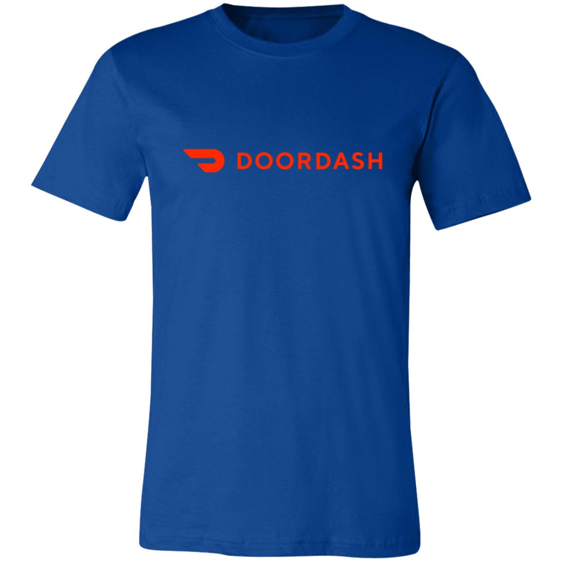 womens blue doordash t shirt, front