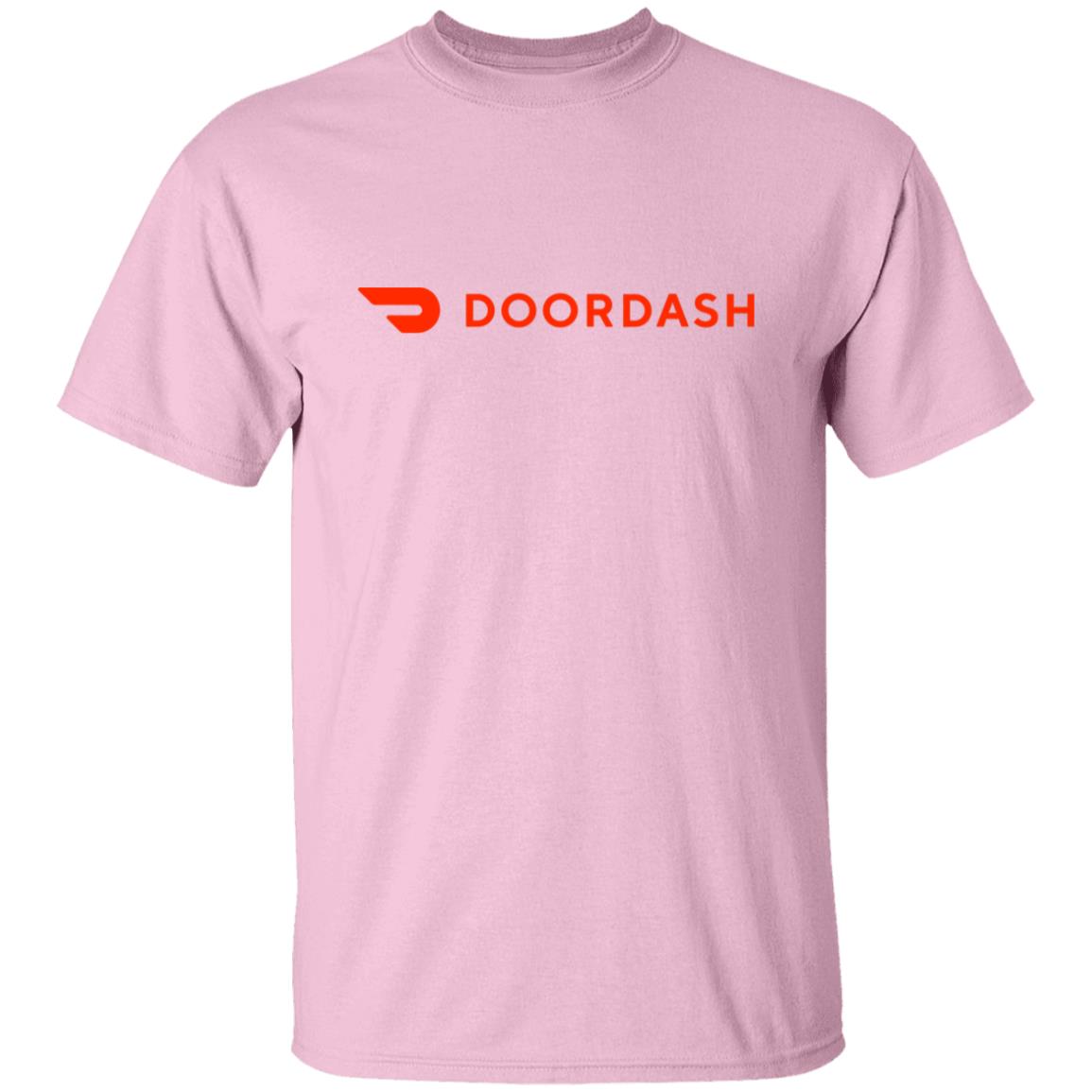 Mens Pink Doordash Red Logo T Shirt Food Delivery Merch, Front