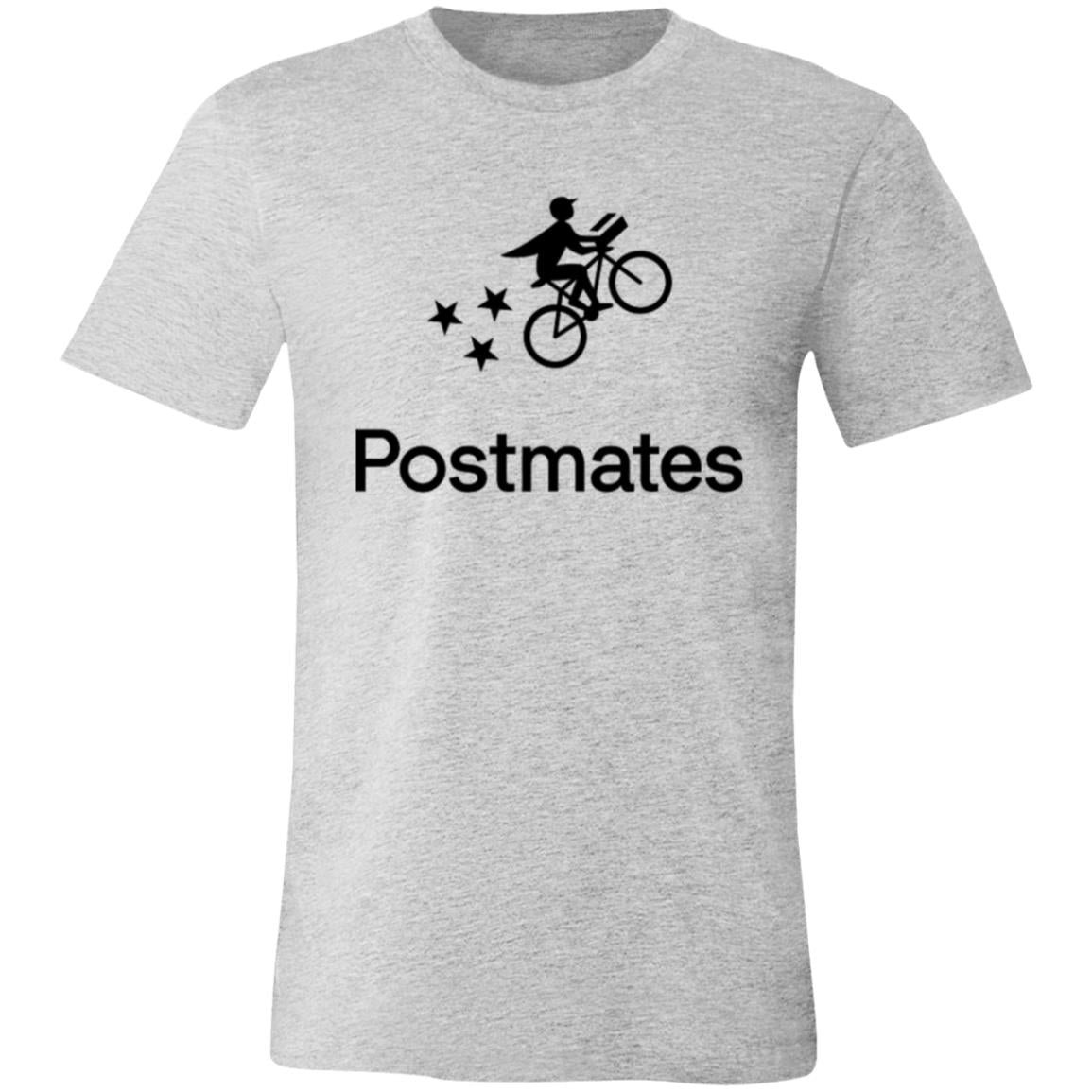 Womens Grey Postmates Black Logo T Shirt Food Delivery Merch, Front