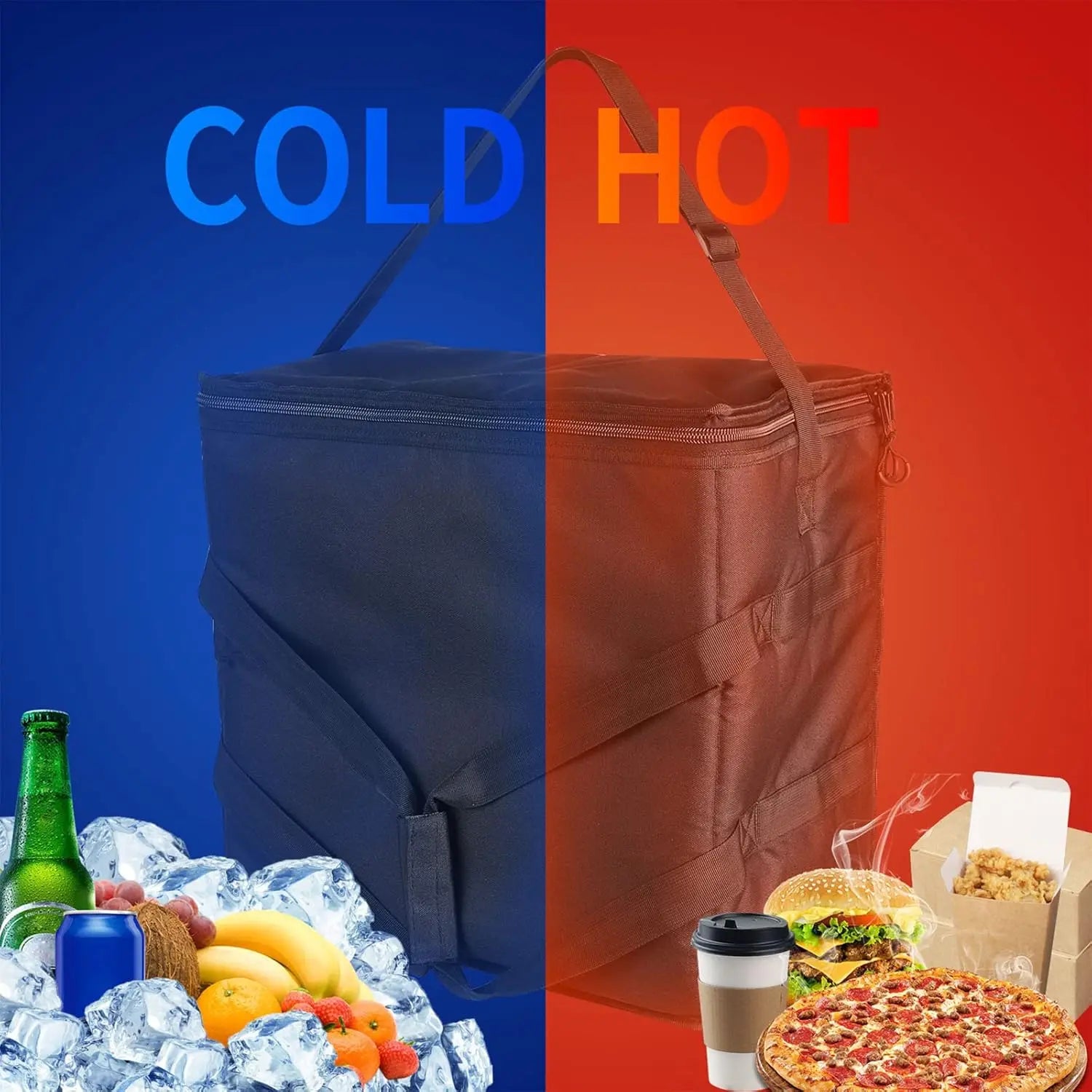 Insulated Heated Delivery Bag with Handle - Portable Microwave Food Warmer, Collapsable Grocery Boxes - Picnic Lunch Pizza Container for Food Transport  (Not For Purchase) Amazon Only!