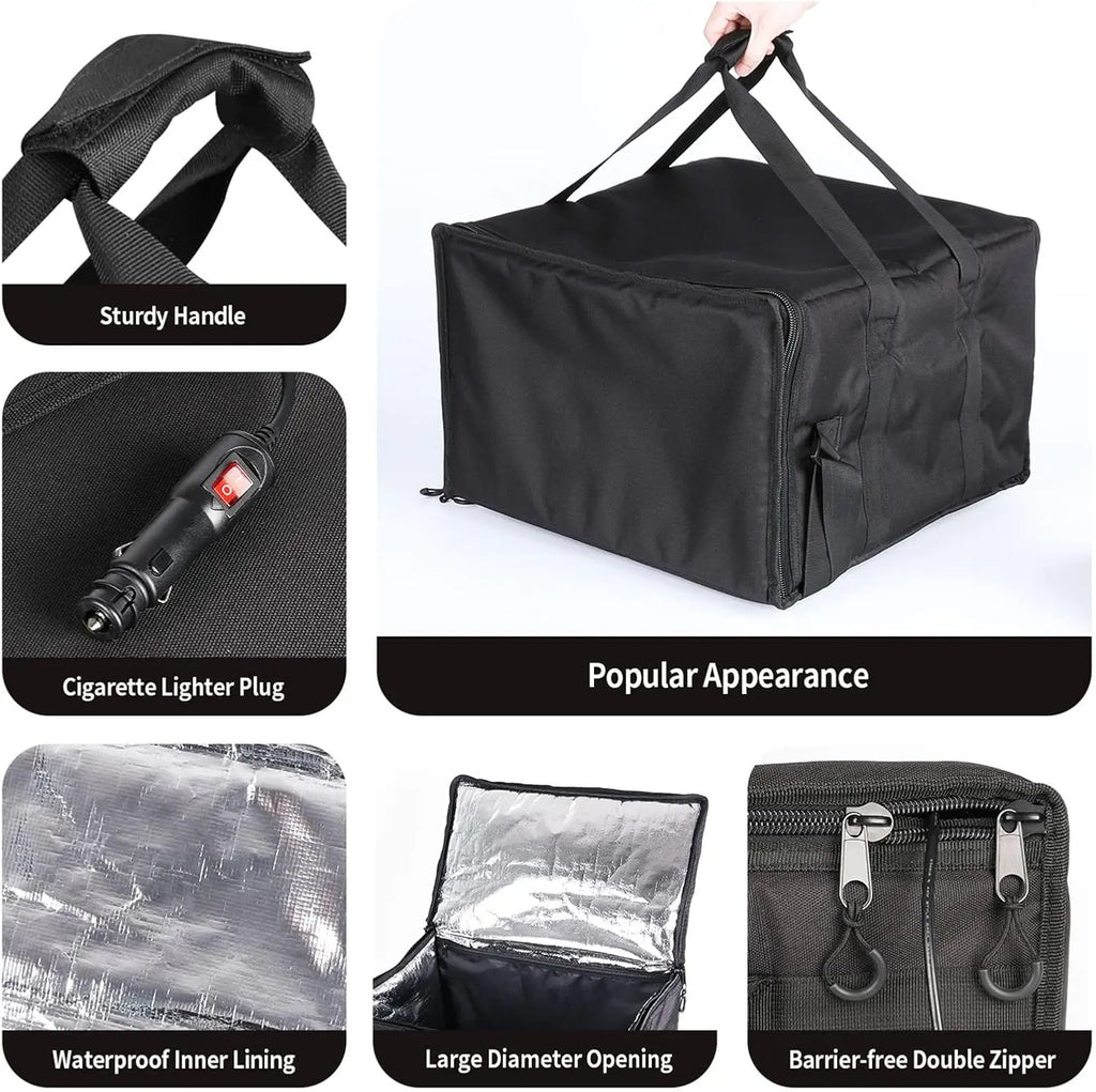 Insulated Heated Delivery Bag with Handle - Portable Microwave Food Warmer, Collapsable Grocery Boxes - Picnic Lunch Pizza Container for Food Transport  (Not For Purchase) Amazon Only!