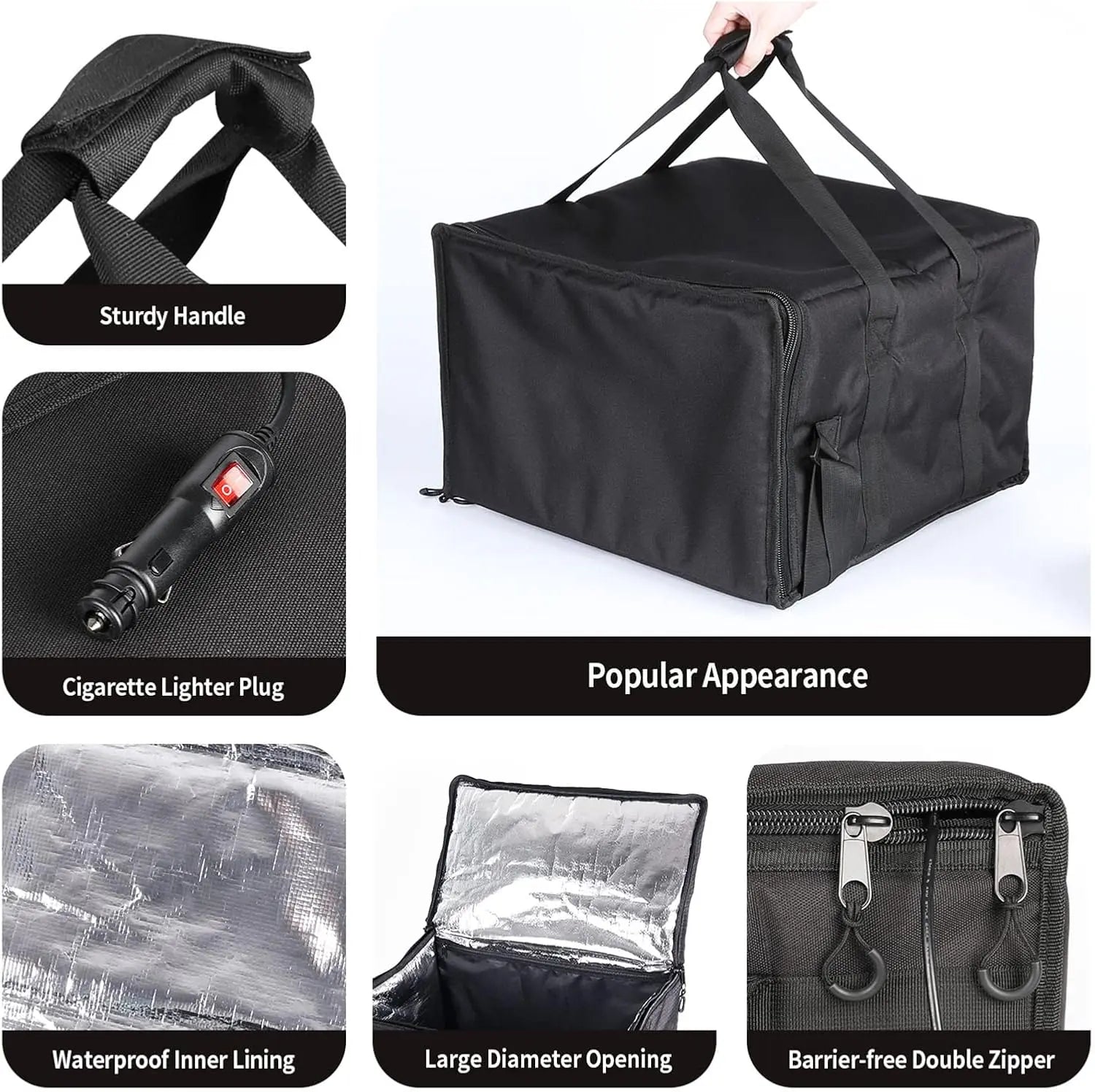 Insulated Heated Delivery Bag with Handle - Portable Microwave Food Warmer, Collapsable Grocery Boxes - Picnic Lunch Pizza Container for Food Transport  (Not For Purchase) Amazon Only!