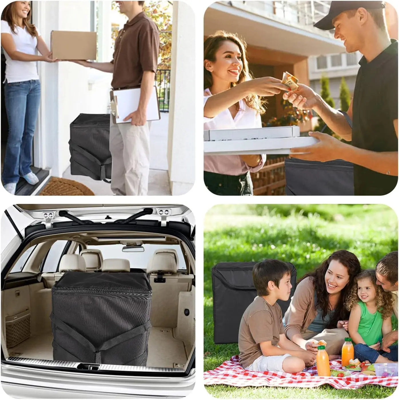 Insulated Heated Delivery Bag with Handle - Portable Microwave Food Warmer, Collapsable Grocery Boxes - Picnic Lunch Pizza Container for Food Transport  (Not For Purchase) Amazon Only!