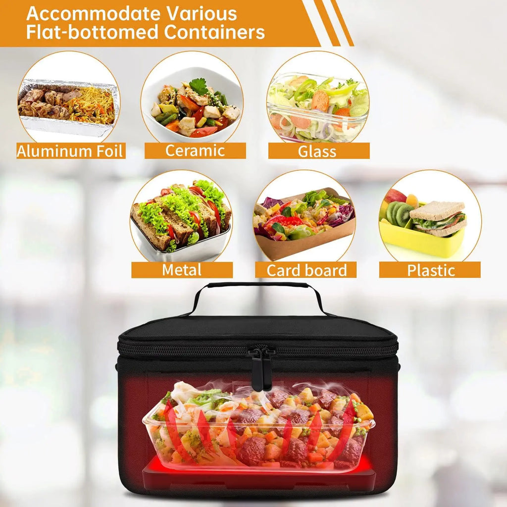 Aotto Portable Oven, Electric Lunch Box Food Heater - 12V/24V/110V 3-in-1 Car Food Warmer - Mini Personal Microwave Heated Lunch Box Warmer for Car, Truck, Travel, Office & Home Use - Black (Not For Purchase) Amazon Only!