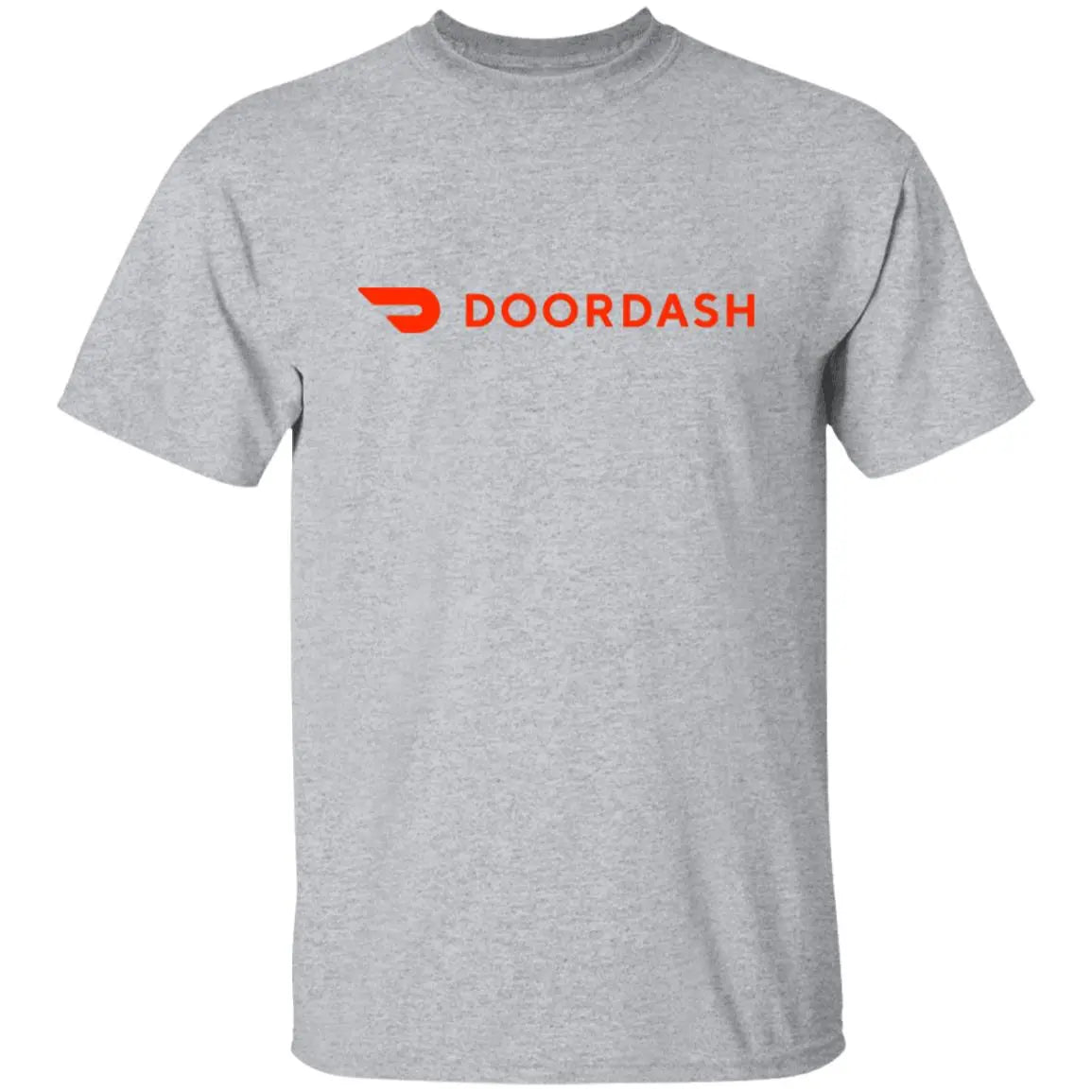 Mens Grey Doordash Red Logo T Shirt Food Delivery Merch, Front