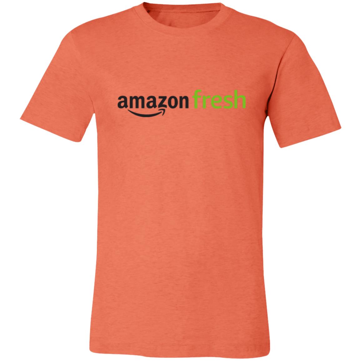 Womens Orange Amazon Fresh Black Green Logo T Shirt Food Delivery Merch, Front